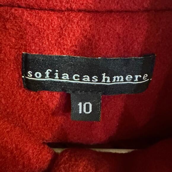 SOFIA CASHMERE Red Funnel Neck Wool Cashmere Coat Lined Size 10 Made in USA - Picture 5 of 7
